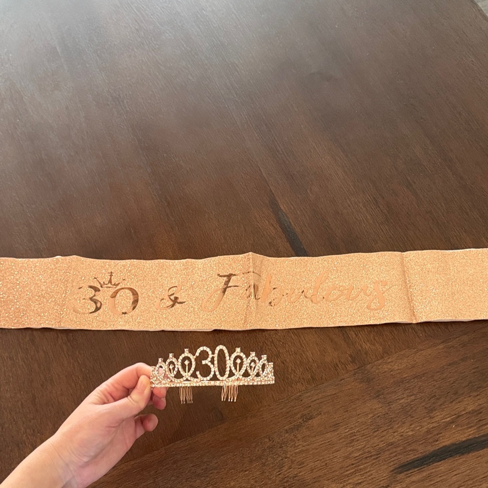 Rose Gold 30th Birthday Sash and Tiara Set